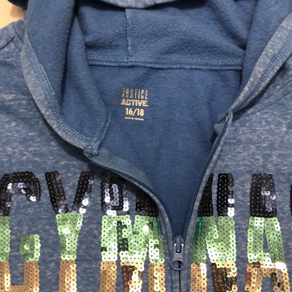 Justice 2 piece pants size 16 /jacket 16/18 blue w/sequence - Picture 5 of 9